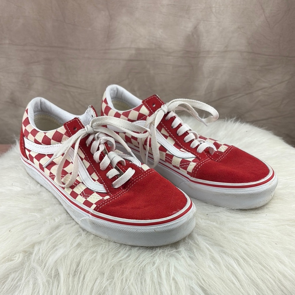 Vans Red and White Checkered Shoes